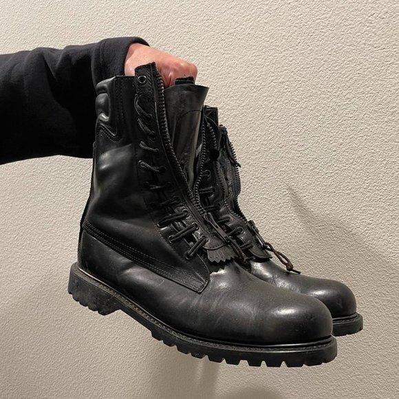 Vintage heavy duty chunky black leather military desert ankle boots